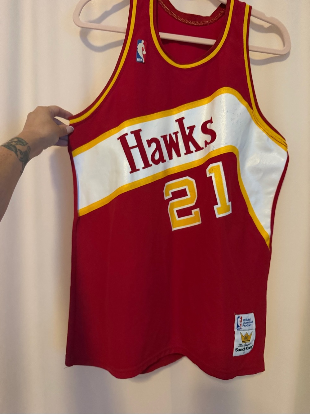 Vintage Hawks #21 Red Basketball Jersey